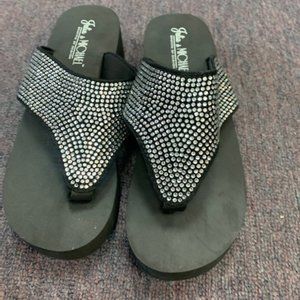 Julia & MICHAEL Bling Flip Flops, Sz 10, New Black